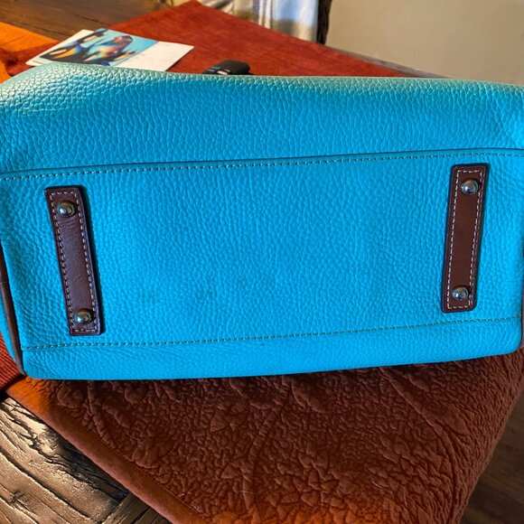 Dooney & Bourke Pebble Grain Satchel – Turquoise / teal with Saddle Trim - Picture 4 of 16